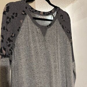 Maurices Gray and Black Hoodie with Patterned Sleeves